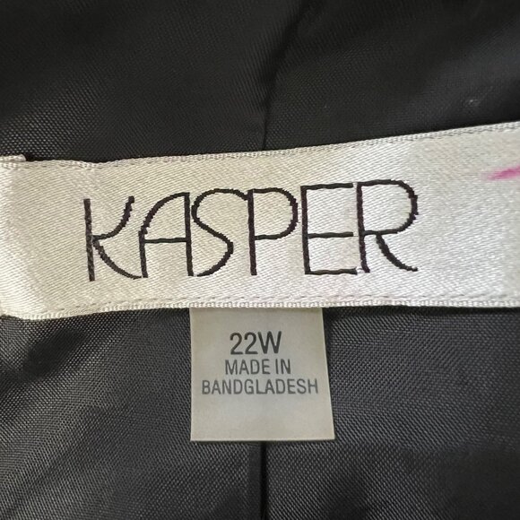 Kasper Womens Plus Black Notch Collar Blazer Zip Cuffs Single Button size 22W - Picture 9 of 13